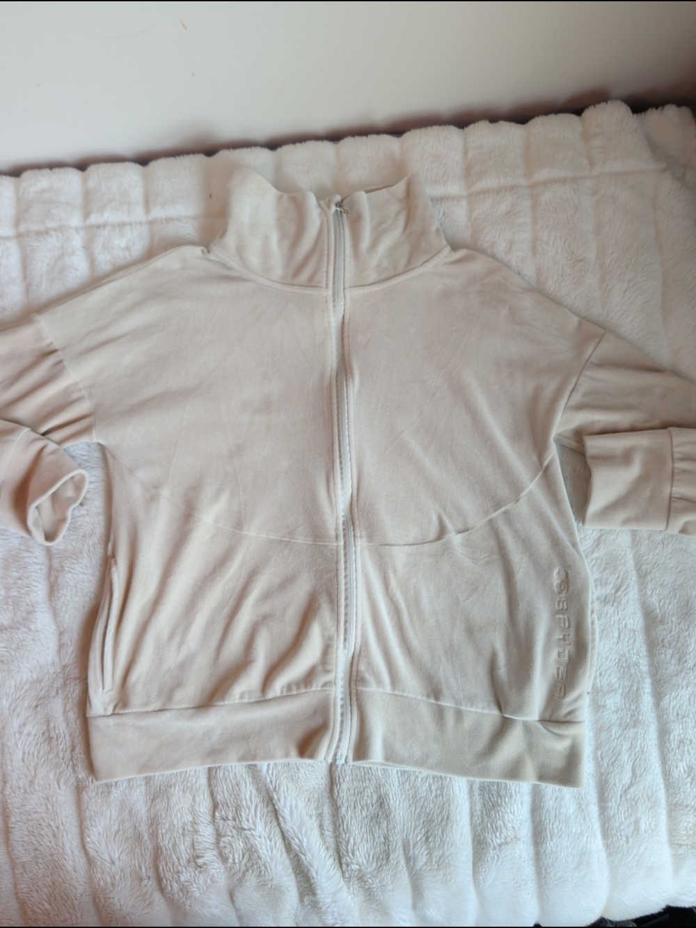 Spyder Velour Full Zip Track/Yoga Jacket In Moonbeam XL